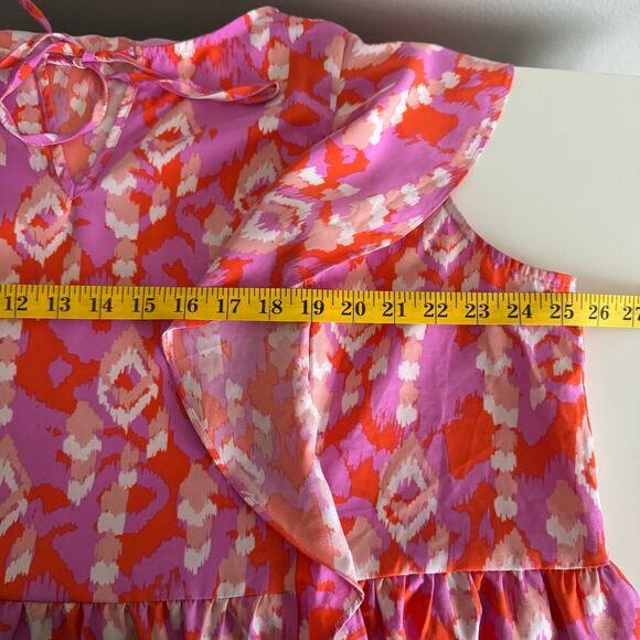 Emily Wonder Top Size 3X Pink Orange Flutter Sleeve Peplum Vivid Colorful Chic - Picture 10 of 12